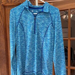Xersion Striped Blue Slim Fit Top